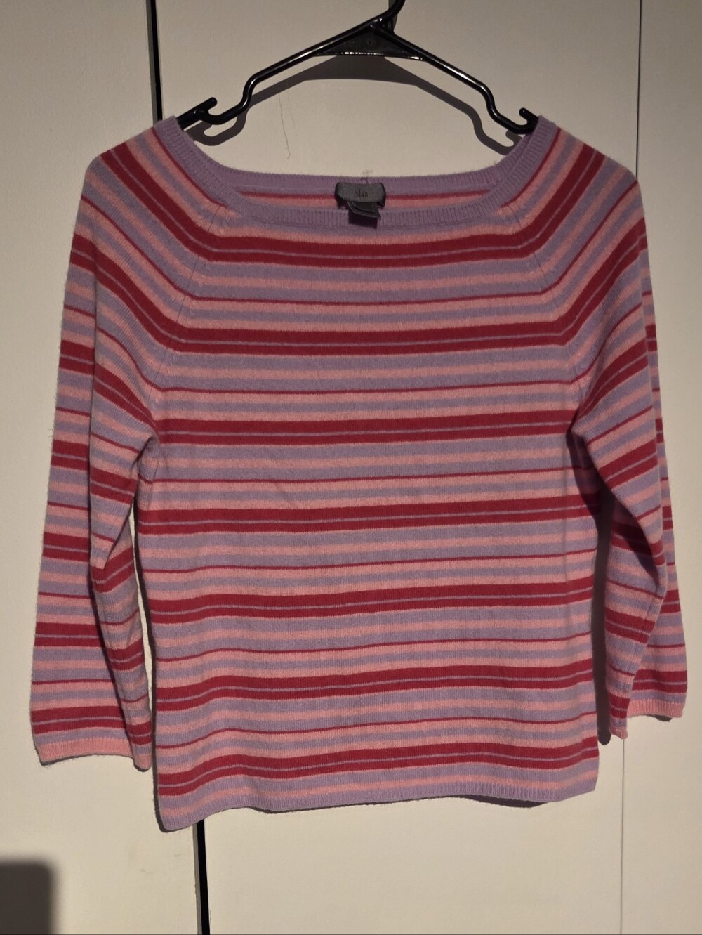 Striped Scoop Neck Sweater - Pink & Lavender